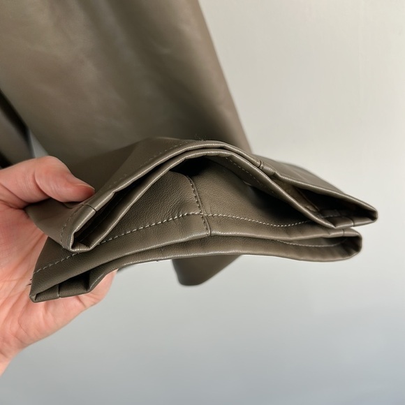 Zara Brown Faux Vegan Leather The Weekend Trouser Pants Size Medium - Picture 8 of 16
